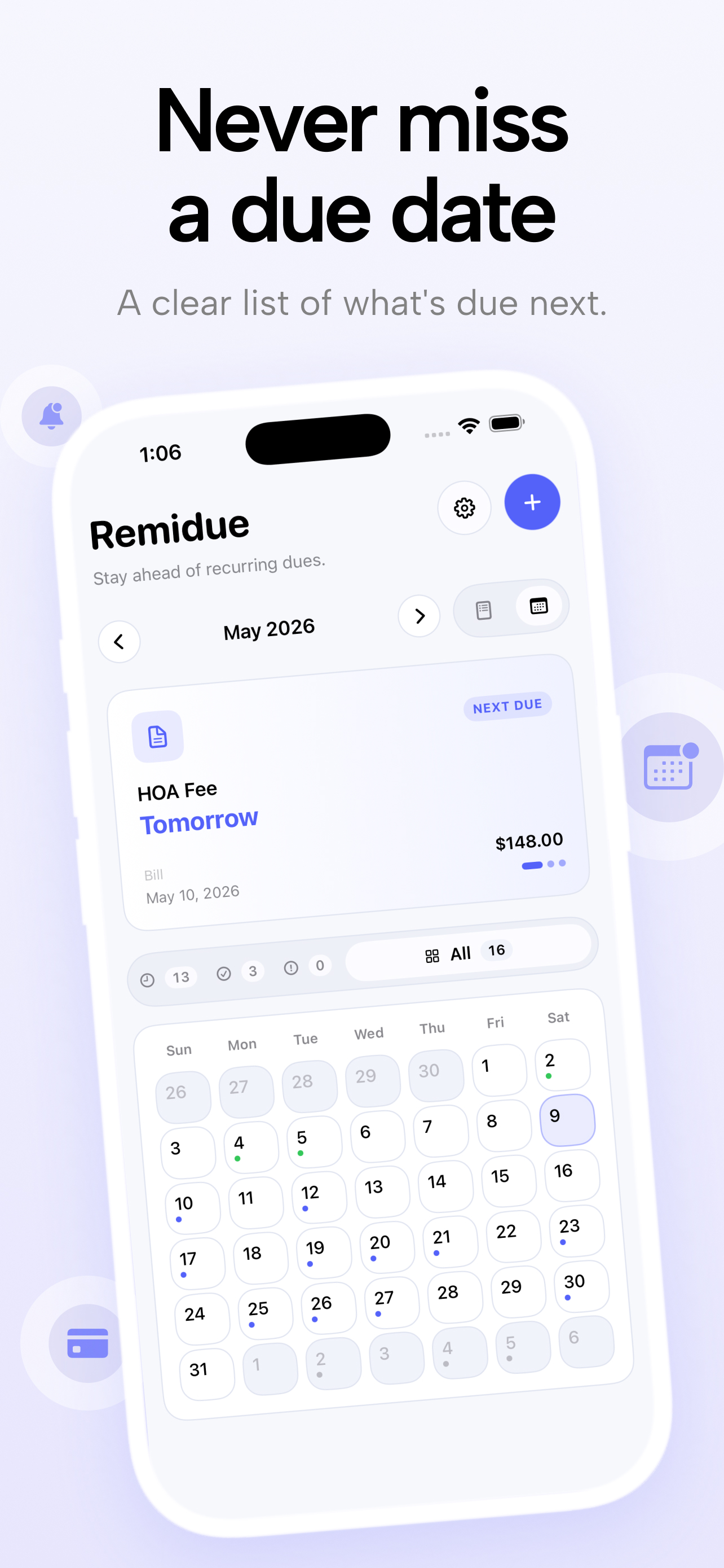 Remidue app screenshot