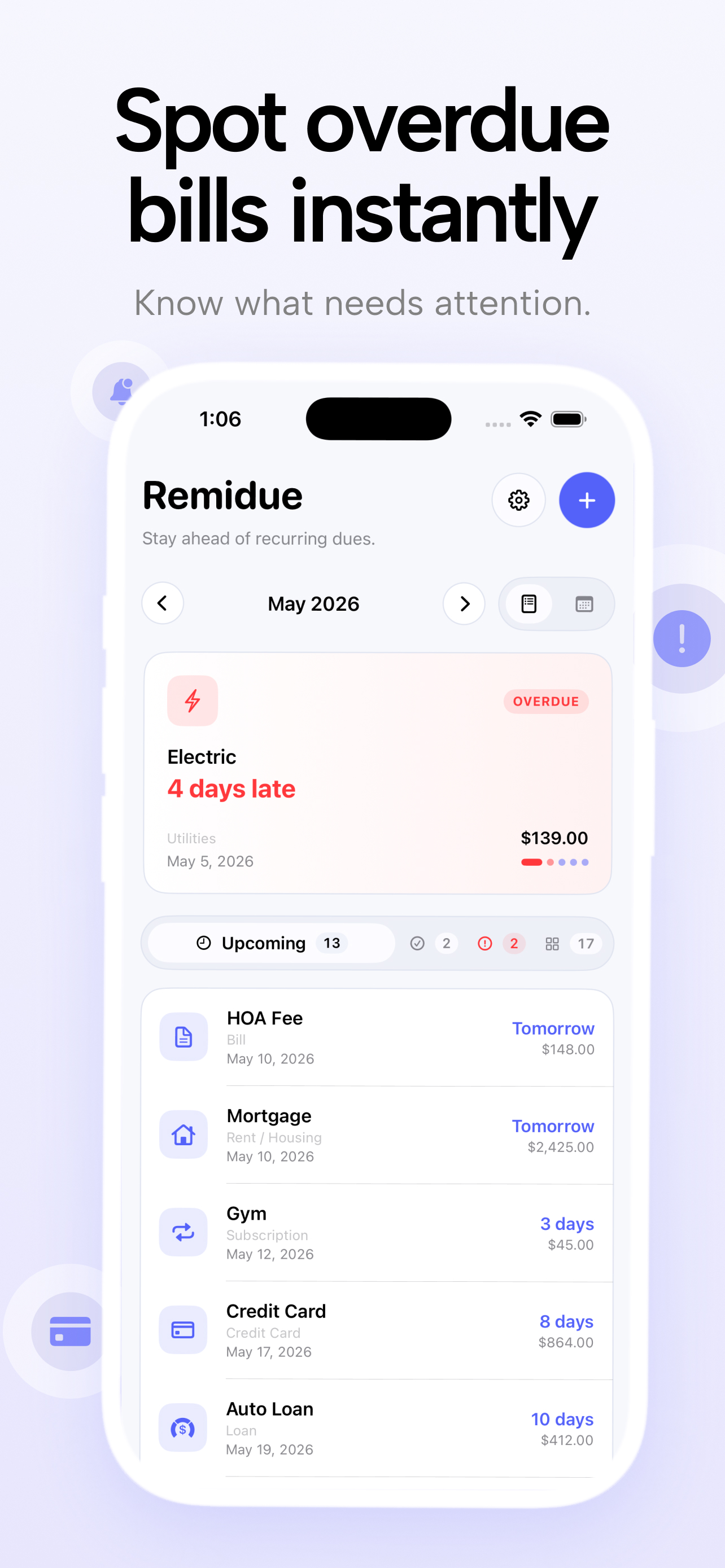 Remidue app screenshot